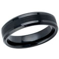 thumbnail image 1 of Men's Women's Tungsten Wedding Band Engagement Ring 6mm Black IP Plated Brushed Center Shiny Lines on each side Beveled Edge, 1 of 1