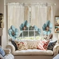 thumbnail image 2 of Teal Broccoli Swag Valances for Windows 2 Pack Rustic Farmhouse Flower Leaf Retro Brown Swag Kitchen Curtains 63 Inches Long Rod Pocket Short Window Treatment for Kitchen Bathroom 36"x63", 2 of 8