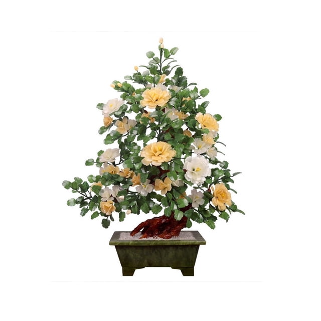 Árbol de bonsái artificial, árbol de bonsái falso, artesanías de tallado de Jade for mesa de escritorio y oficina