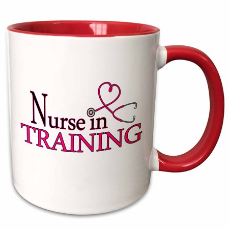 

3dRose Nurse in Training Pink Heart Stethoscope - Two Tone Red Mug 11-ounce