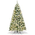 thumbnail image 1 of Patiojoy 6FT Pre-lit Artificial Hinged Christmas Pine Tree Snow Flocked Decoration Tree, 1 of 8