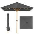 thumbnail image 3 of Best Choice Products 9ft Deep Square Solar LED Lighted Patio Umbrella w/ Woodgrain Pattern, UV-Resistant - Gray, 3 of 9