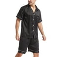 thumbnail image 5 of kakina CMSX Men'S Satin Silk Pajamas Sets Loose Solid Color Short Sleeve Sleepwear Button-Down Sets Two-Pieces Loungewear with Pockets, 5 of 6