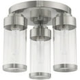 thumbnail image 2 of 3 Light Brushed Nickel Ceiling Light fixture with Clear Glass Shade, 2 of 5