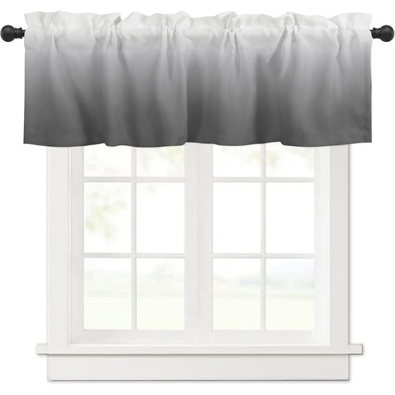 Grey White Valance for Windows Ombre Curtains Valances Modern Gradual Color Curtains Rod Pocket Window Treatment for Kitchen Living Room Bedroom Bathroom Home Decor 1 Panel 54x18 Inch