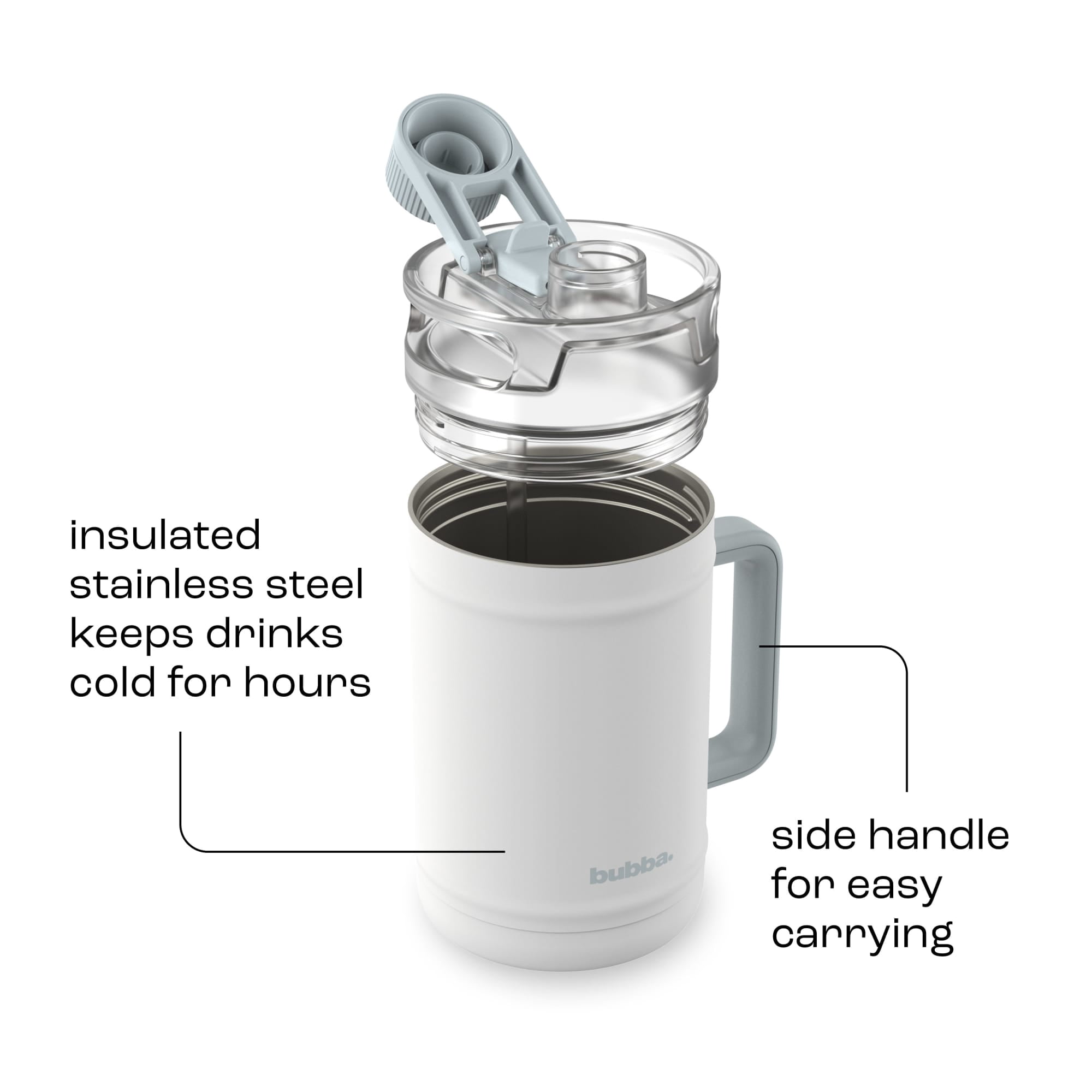 Bubba 52oz DualSip Insulated Stainless Steel Water Keg with Built-In Straw and Drink Opening and Side Handle, Fresh Kicks White/Silver