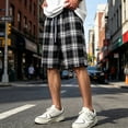 thumbnail image 2 of xfsWaSs Men's Casual Shorts Classic Plaid Straight Leg Shorts Drawstring Elastic Waist Summer Shorts With Pockets Soft Breathable Bottoms Sports Short Pants, 2 of 5