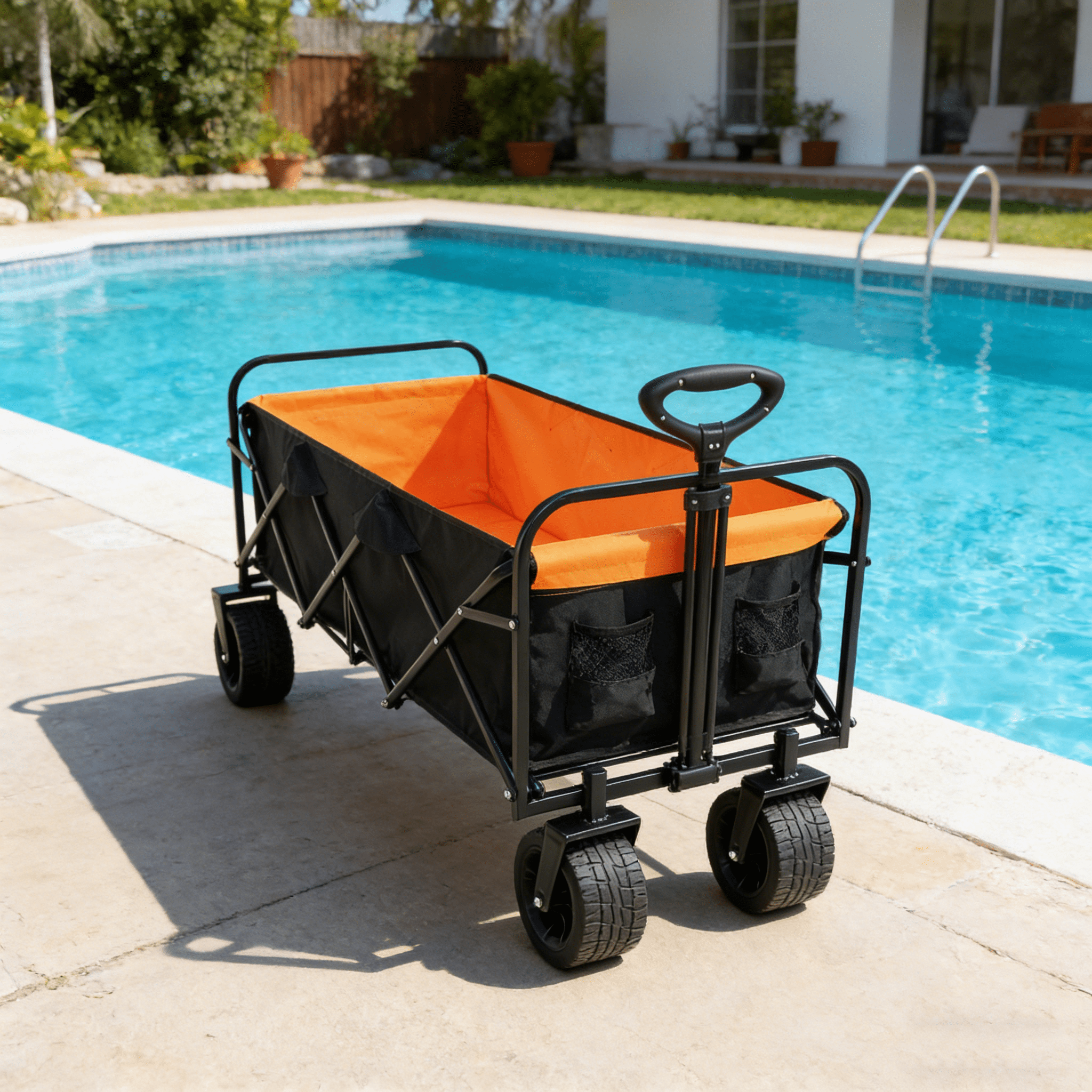 Folding Cart Extra Long Extender Wagon Cart Folding Wagon Garden Shopping Beach Cart