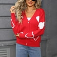thumbnail image 4 of Sakmal Button Down Womens Cardigan Sweaters Fashion Cute Cardigan Long Sleeve Red Heart Print Sweater, 4 of 8