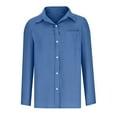 thumbnail image 3 of Women's Button-up Shirts Fall Cotton Linen Long Sleeve Shirt Casual Solid Color Top Fashion Lapel Work Blouses with Pocket, 3 of 5