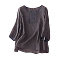 thumbnail image 1 of Tunique Décontractée Ample en Coton et Lin pour Femme Grande Taille - Blouse Bohème Respirante, 1 of 5