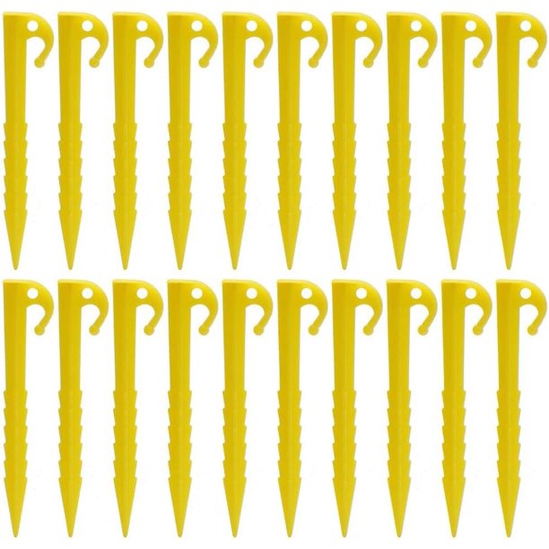 20 clavijas de plástico para carpas, clavos de plástico resistentes para carpas para fijar carpas de campamento, lonas para lluvia, tapete para malezas de jardín