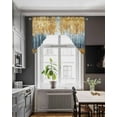 thumbnail image 4 of Blue Yellow Kitchen Swag Valances for Windows, Modern Abstract Oil Expressionism Swag Valances Curtains for Living Room, Rod Pocket Window Treatments for Bathroom, Bedroom, Cafe, 56"x36", 4 of 6