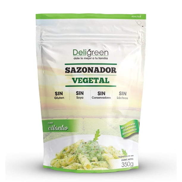 Sazonador Vegetal en polvo tipo Consomé CON CILANTRO 350 gr | Hecho a base de Vegetales con Levadura Nutricional y Cúrcuma | Vegano sin gluten | Sin Glutamato Monosódico para Cocina Saludable
