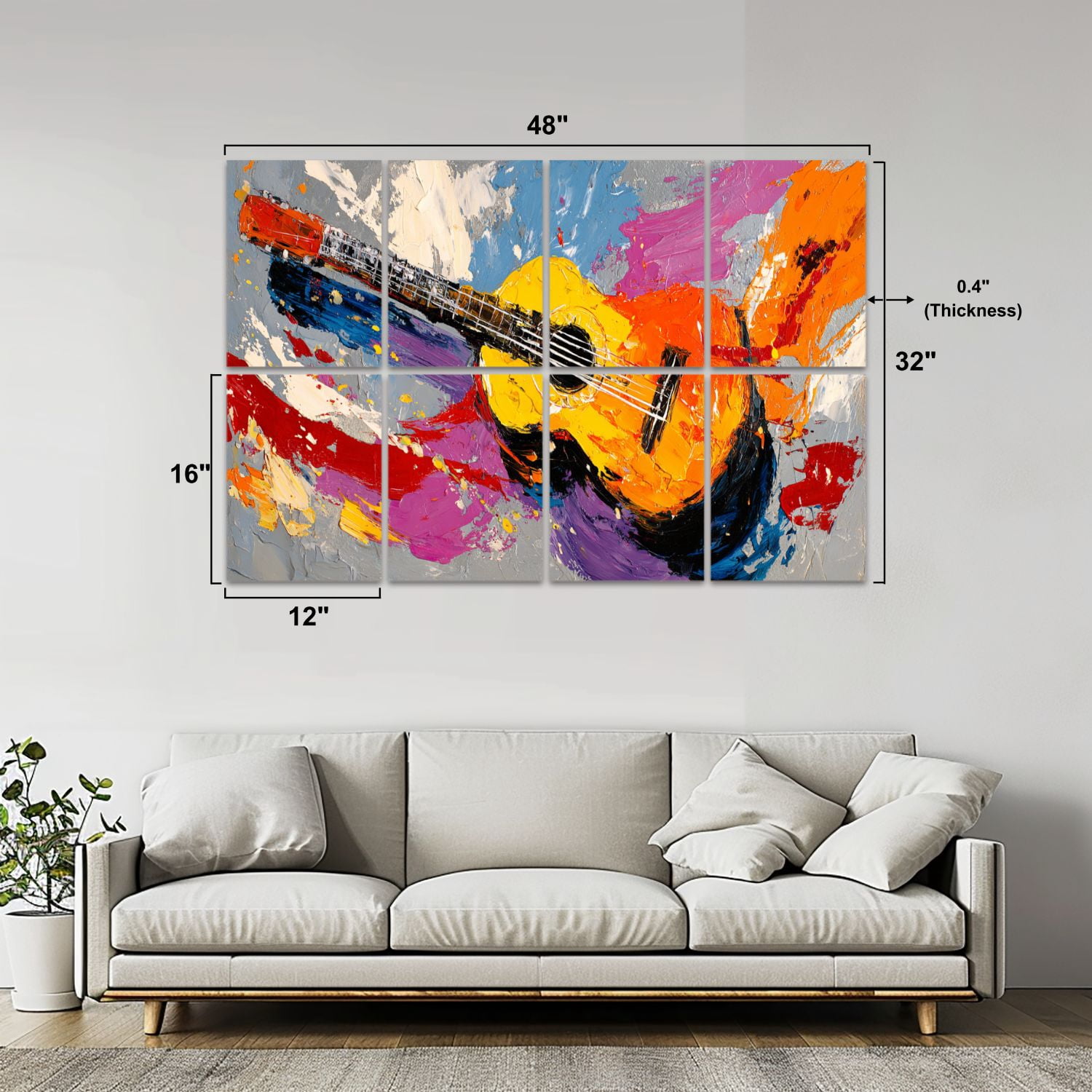 8 Pack Art Acoustic Panels Sound Absorbing Abstract Artwork Country Rustic Decor Acoustic Guitar Violin Paint Decorative Soundproof Wall Panels Self Adhesive for Nursery Game Room Bedroom 48"x32"