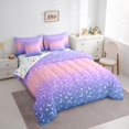 thumbnail image 3 of jejeloiu Blue Purple Ombre 7-Piece Twin Bedding Sets,Starry Sky Star Bedding Comforter Set For Kids Reversible, 3 of 8