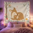 thumbnail image 2 of Sleeping Deer Mother and Baby Cuddle in a Forest, Whimsical Illustration for Nature Lovers, Woodland Animal Wall Art, Baby Shower Gift Tapestry Wall Hanging for Nursery and Bedroom, 2 of 7