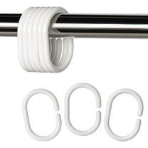 24 pcs Shower Curtain Rings Plastic Shower Curtain Hooks C-Shaped Rings Hook Hanger Bath Drape Loop Clip Glide Bathroom Shower Window Rod (White)