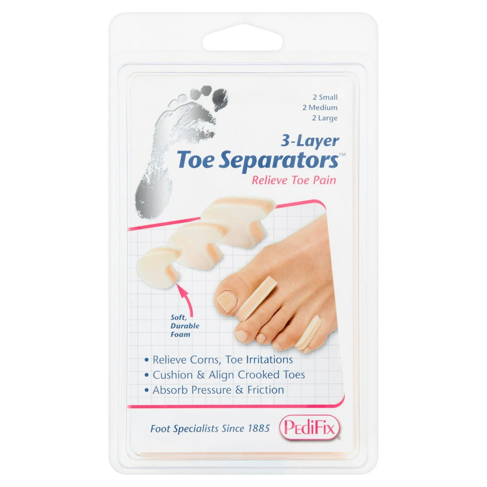 PediFix 3Layer Toe Separators Small, Medium, Large 6 Each Walmart