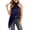 1PC Dark Blue Tops, variant on HAYIMI Women Elegant Asymmetrical Neck Satin Camisole With Lace Trim Detail For Summer Solid Color Sleeveless Leisure Tank Tops