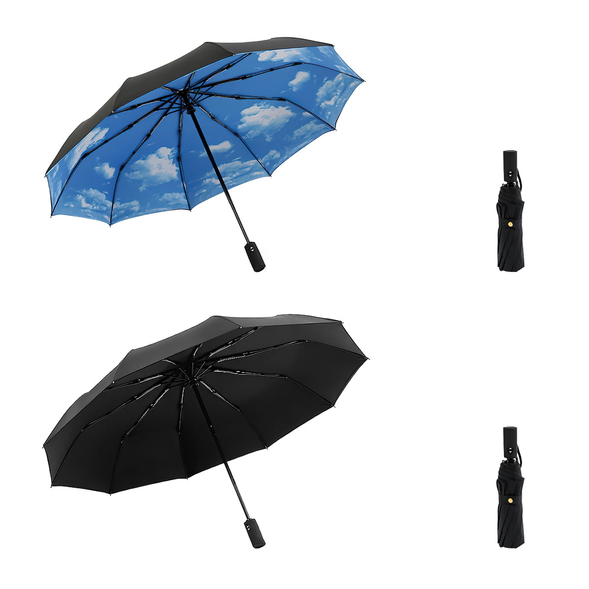 Kepooman 2 PACKS Windproof Travel Umbrellas for Rain - Lightweight, Strong, Compact for Single Hand Use - Double Vented Canopy for Men & Women, Blue & Black Kepooman 2 PACKS Windproof Travel Umbrellas for Rain - Lightweight, Strong, Compact for Single Hand Use - Double Vented Canopy for Men & Women, Blue & Black