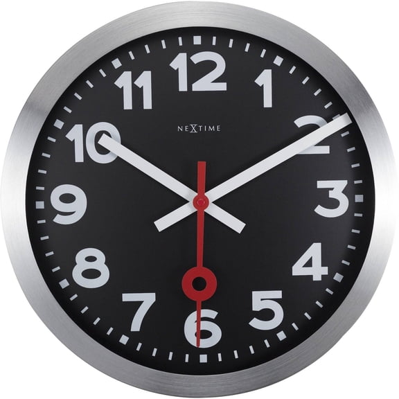 14" Nextime Black & Silver Classic Station Wall Clock