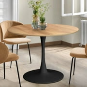 JL Creation Wood Color Top Round Dining Table, Black