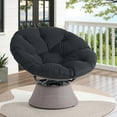 thumbnail image 3 of Dovov 360 Swivel Papasan Chair with Fabric Cushion, Comfy Papasan Accent Chair Oversized Metal Frame Round Lounge Chair, Black, 3 of 12