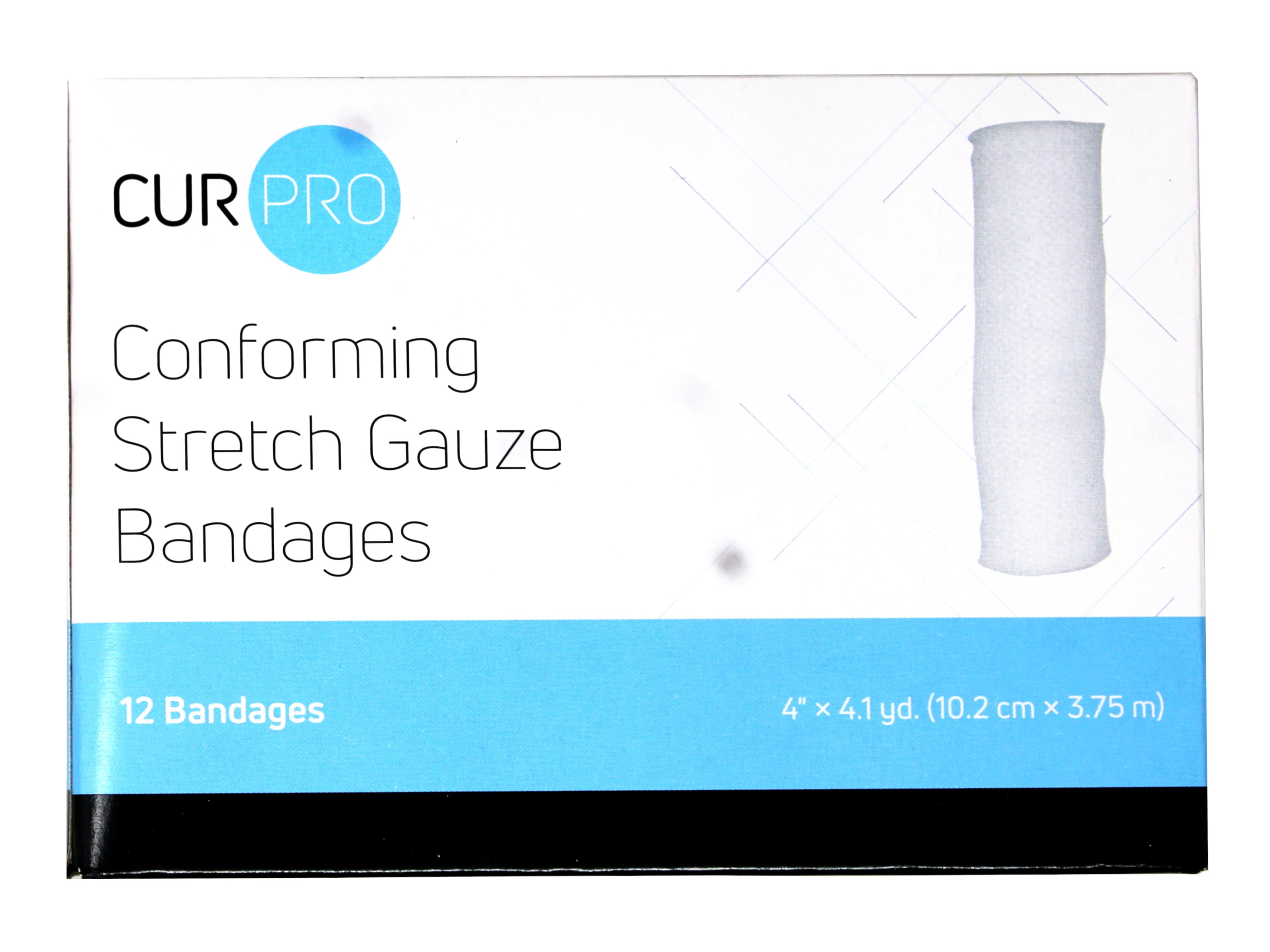 8 Pack - Dynarex Stretch Gauze Bandages, 4" x 4.1 yd, Non-Sterile & Latex-Free, Wound Care in Medical and Home Environments, 12 Count