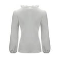 thumbnail image 3 of Gomelly Ladies Shirts V Neck Tops Elegant Blouse Women Plain Business Tunic Shirt Ruffled Tees White 5XL, 3 of 9