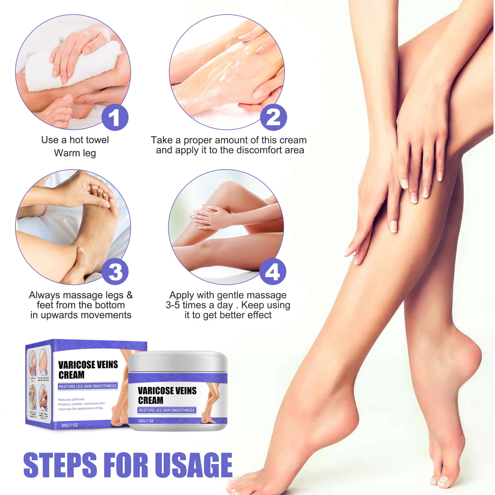 Alvantor Leg Cream for Varicose, Daily Moisturizing Massage Cream for Leg Soreness & Swelling Relief, 1.06oz