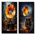 thumbnail image 2 of Designart "modern Phonograph Fusion II" Phonographes Art Mural Encadré Ensemble de 2 - Cadre de Mode Multicolore Ensemble de Galerie pour Décoration de Bureau, 2 of 6