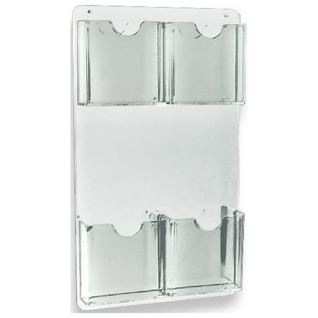 UPC: 0696859999000 | Azar Displays 252063 Four Pocket Tri-Fold Wall Rack. Clear Acrylic Wall Mount Brochure Holder for Tri-Fold Size Pamphlets  Overall Size: 9.25 W x 16 H  2-Pack