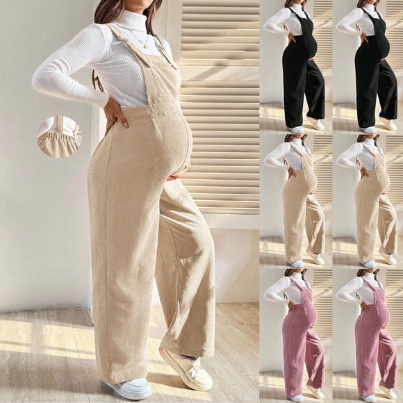 Sentmoon Maternity Romper Plus Size Jumpsuit Loose Fit Sleeveless Corduroy Baggy Overalls for Women S-XL