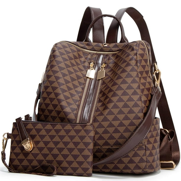 Makes Mochila Monedero para Mujer Bolso de Viaje de Cuero PU Bolso de diseño Convertible con Monedero 2 Piezas