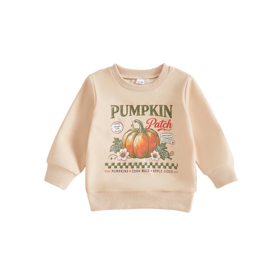 RUINIXCW Toddler Baby Boy Girl Fall Sweatshirt Infant Girl Boy Thanksgiving Halloween Outfit Pumpkin Print Long Sleeve Crew Neck Pullover Jumper Tops