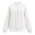 thumbnail image 4 of Womens Long Sleeve Shirts Helii Loose Linen Blouse Puff Lantern Sleeve Round Neck Shirt Travel Vacation Outfit Casual Lightweight Top for Summer Fall | M Size, 4 of 5