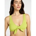 thumbnail image 4 of Time and Tru Women's and Women's Plus Crinkle Plunge Tie Front Bikini Top, Sizes XS-3X, 4 of 5
