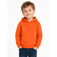 thumbnail image 3 of HILEELANG Kids 4-12Y Cotton Blend Pullover Hoodie, Lightweight Solid Sweatshirt with Kangaroo Pocket, Orange, 3 of 8