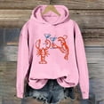thumbnail image 2 of Wang6 Funny Graphic Hoodies for Womens Loose Fit Shrimp Pirinted Hooded Pullovers Sweatshirts Trendy Fall Long Sleeve V Neck Tops Pink XL, 2 of 4