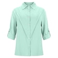 thumbnail image 4 of Outfmvch Button Down Shirts for Women Linen Shirts for Women Linen Cotton Shirts Lapel Collar Top Button Down Shirt Tops for Women Polo Short Sleeve Shirts Casual Plaid Tops Gauze Shirt Green XL, 4 of 7