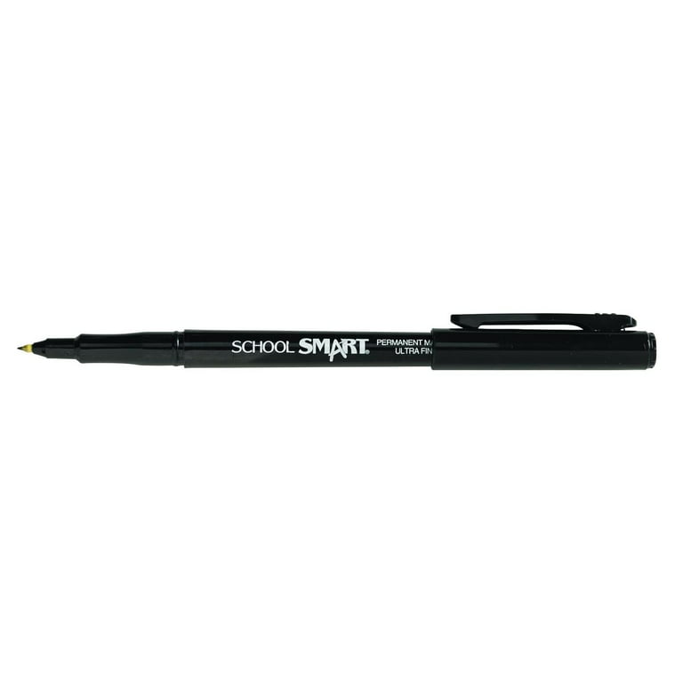 School Smart Water Resistant Ultra Fine Point Permanent Markers - Pack of  12 - Black