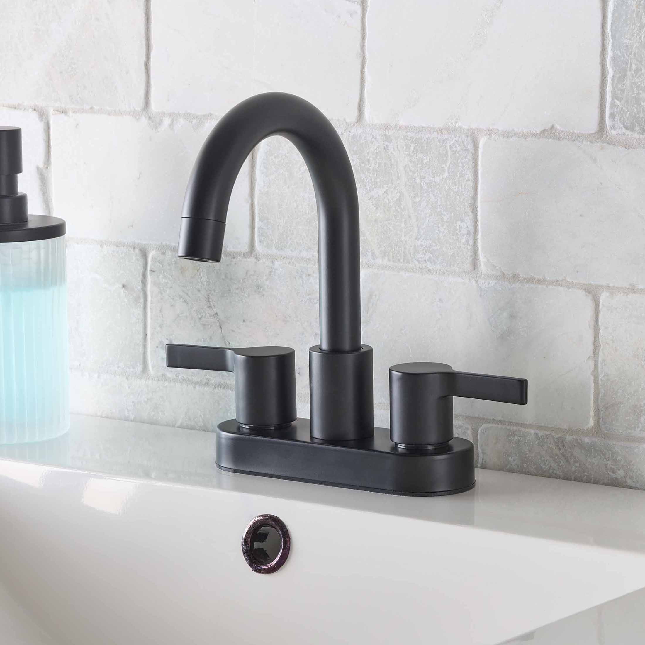 (2 pack) Better Homes & Gardens Clean Modern 4" Centerset Bathroom Faucet in Matte Black