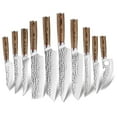 thumbnail image 1 of 10-PCS Kitchen Knives Set, German Stainless Steel for Chef Knife Set with Wooden Handle, Hand Hammered Blade Meat Cleaver Knife for Cutting and Slicing, 1 of 7
