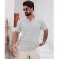 thumbnail image 2 of Ambiloof Men's slim fit muscle skinny V-neck casual t-shirt short sleeve muscle henley t-shirt fashionable business topsWhite/XL, 2 of 6