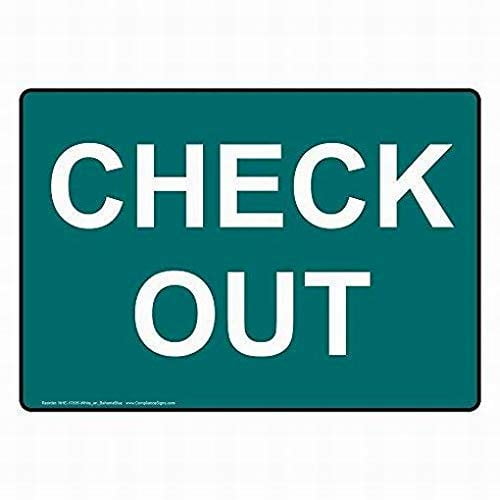 Size: 16" x 12" Check Out Sign Tin Sign Caution Sign On Bahama Blue