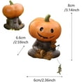 thumbnail image 2 of Statue de Momie Tête de Citrouille de Pêche, Décorations de Statue de Momie Tête de Citrouille de Pêche d'Halloween en Résine, Statues de Squelette de Citrouille d'Halloween (2 Pcs), 2 of 8