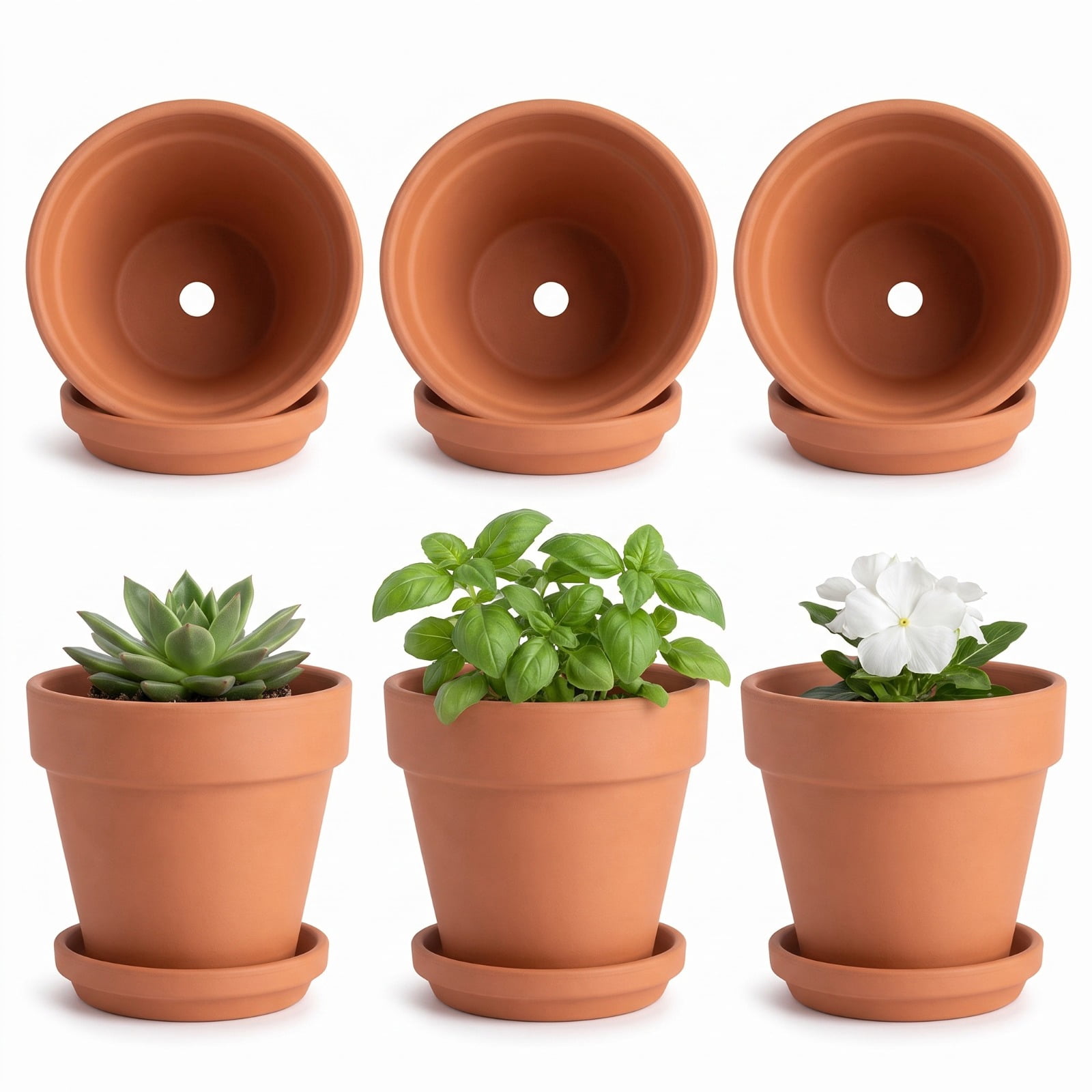 Gepege Large 5.9 Inch Ceramic Orchid Pot, Set of 2 with Drainage