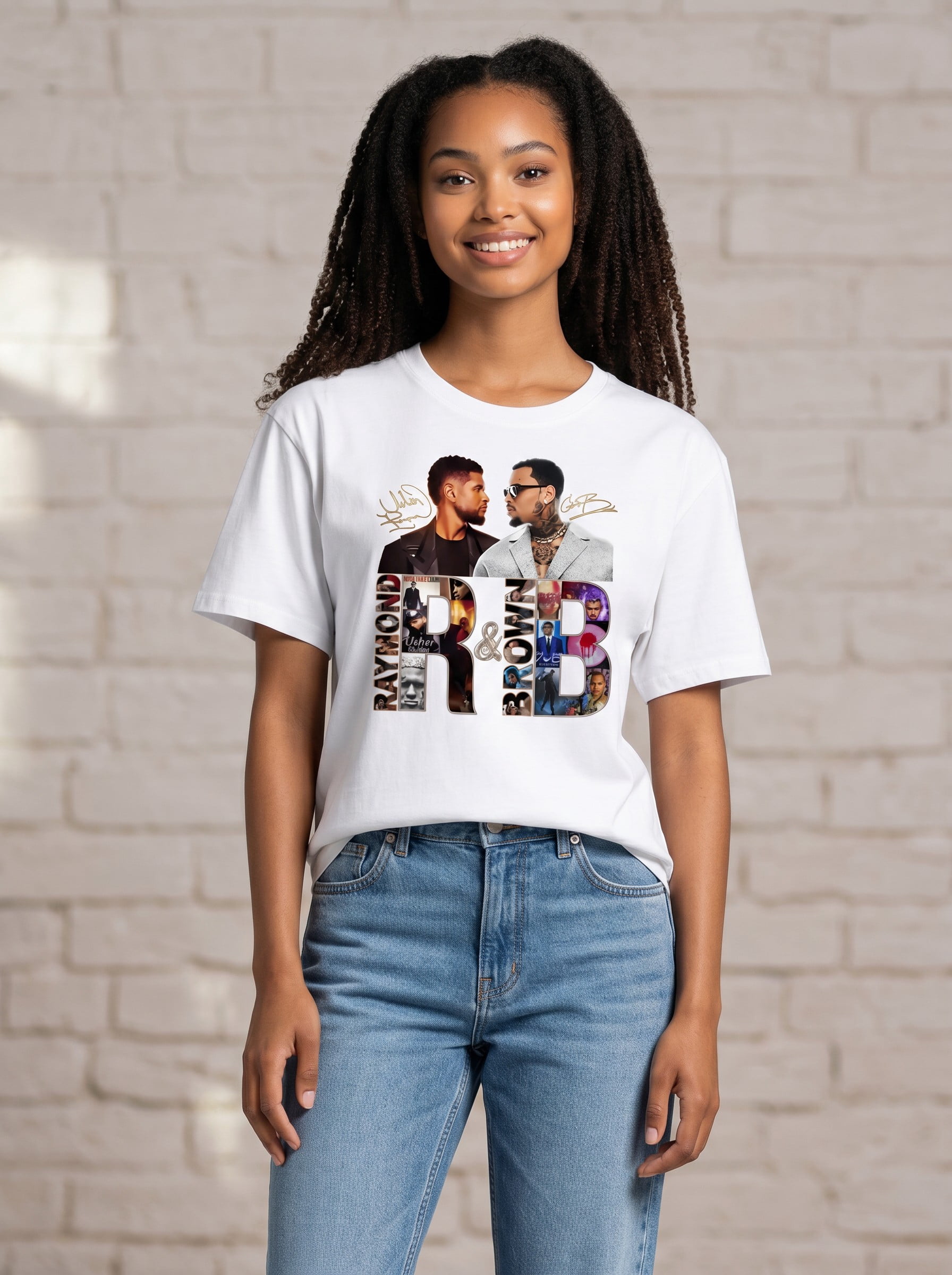 R&B Usher Chris Brown COLLAGE Tour T-Shirt, Concert Merch Best Friend Matching