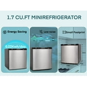 1.6 Cu.ft Mini Refrigerator with 7 Temp Control, FOHERE Compact Fridge with Freezer, Low Noise, Stainless Steel